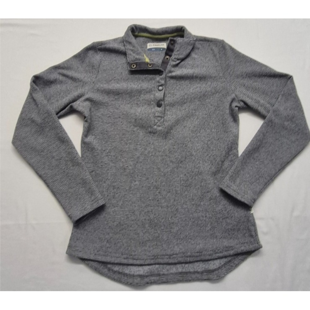 Magellan women's heathered gray 1/4 button pullover shirt SM outdoor/hiking/camp